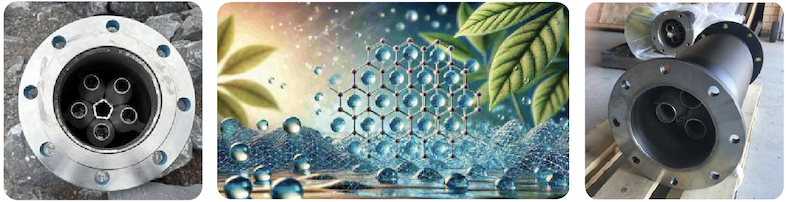 Vortex internals, structured water molecular lattice, and an assembled stainless unit